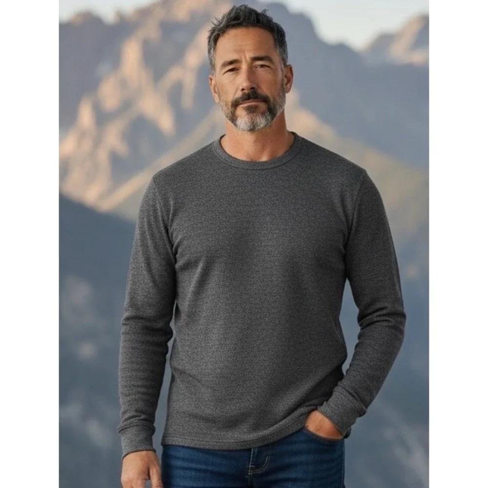 Taylor Stitch The Evans Crew in Charcoal Birdseye Wool 42 Large Preppy